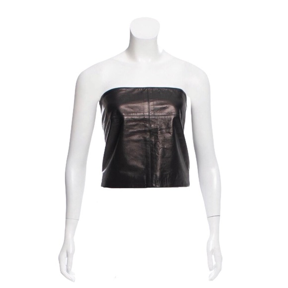 Vera Wang Black Leather Tube Top - Picture 1 of 5